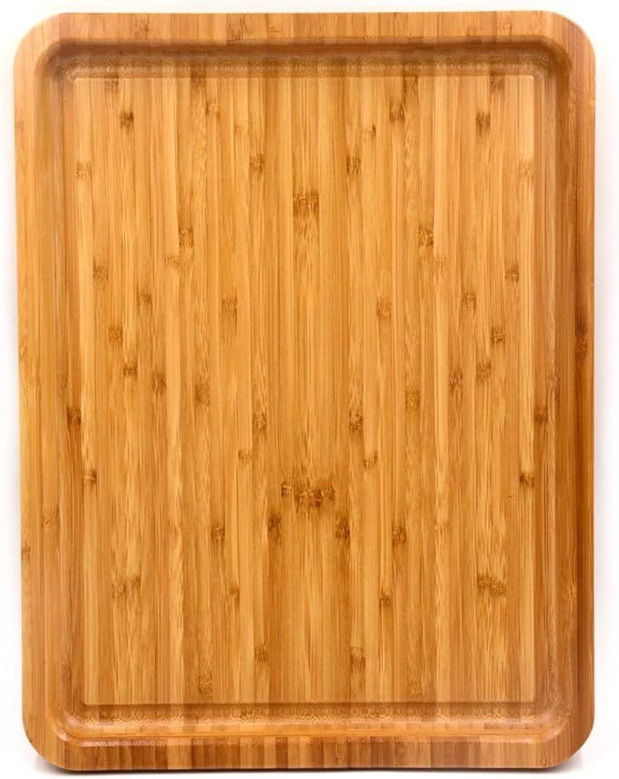 Bamber Large Size Bamboo Serving Tray, Rectangular, 15.5 x 11.8 x 0.8 Inches by Bamber