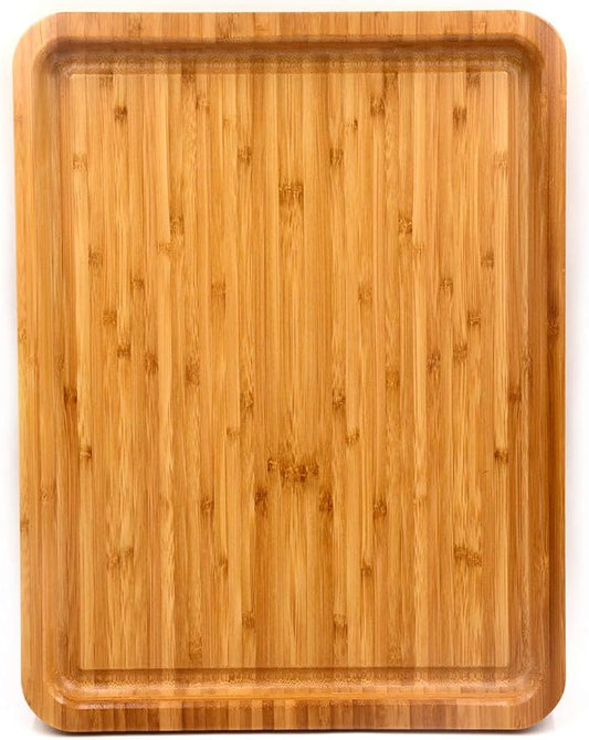 Bamber Large Size Bamboo Serving Tray, Rectangular, 15.5 x 11.8 x 0.8 Inches by Bamber