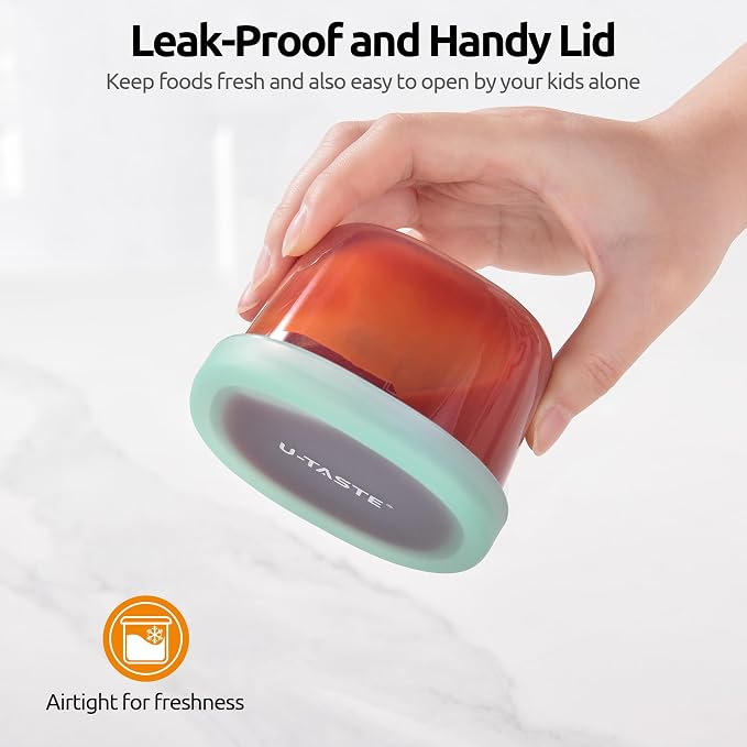 U-Taste Silicone Container with Lids, Small Mini Food Storage, 6oz * 2 | Food Grade Liquid Silicone, Leak-Proof Airtight Lids, Freezer & Microwave Safe, Mini Sauce Tupperware with Clear Measurements - Image 9