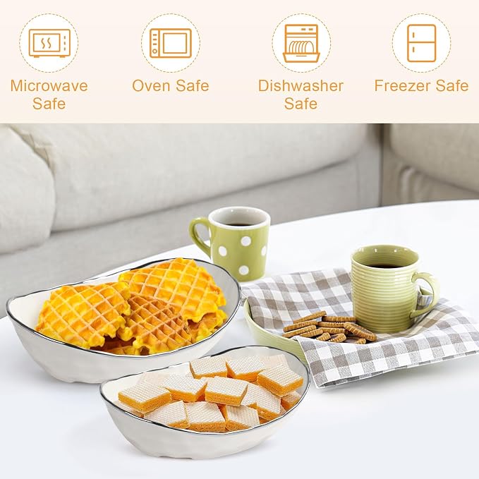 Fruit Bowl for Kitchen Counter - Two Tier Ceramic Fruit Basket, Fruit Holder for Fresh Fruit&Veggies, Modern Tiered Fruit Platter Serving Trays for Party - Image 7