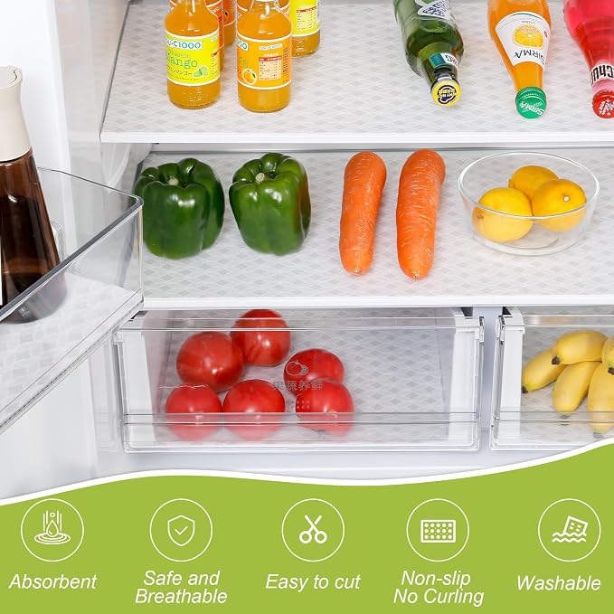 Cooyes Refrigerator Liners 17.7" x 24", Absorbent Strong Grip Fridge Liners Washable, Fridge Shelf Liner for Kitchen Cabinets, Non-Adhesive Refrigerator bin Liners and Mats - Image 5