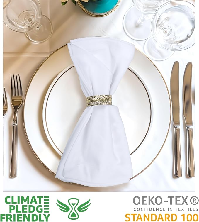 Urban Villa Cloth Napkins White Dinner 100% Cotton 18x18 Inches (Set of 6) - Image 6