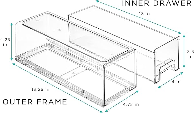 Sorbus Small Wide Clear Stackable Storage Drawers – 6-Pack Plastic Organizer Bins with Handles – Stackable Pull-Out Storage Drawers for Closet, Pantry, Office, Bathroom, Craft, and Toy Organization - Image 3
