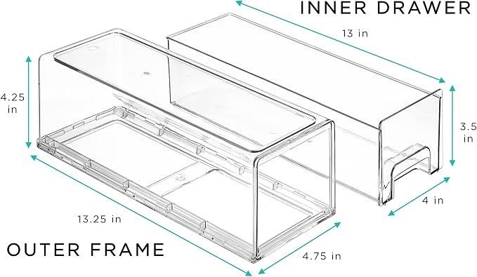 Sorbus Small Wide Clear Storage Drawers (4 Pack) – Stackable Pull-Out Storage Bins for Fridge, Pantry, and Cabinet Organization – Acrylic Drawer Organizers - Image 3