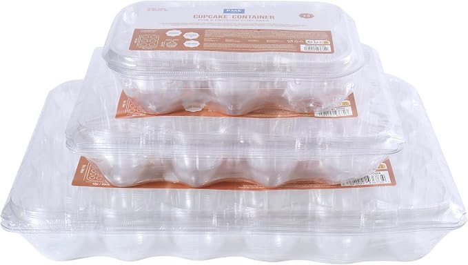 PME Pack of 9 Reusable Plastic Cupcake Container Carrier Boxes (24 cavities) - Image 6