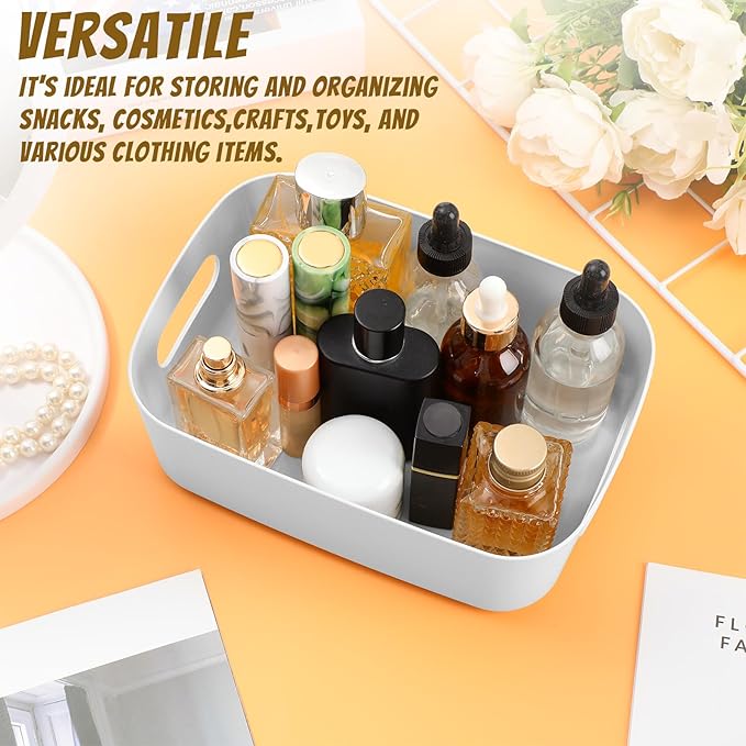 Zopeal Plastic Storage Bins 10 Pcs Gray Pantry Organizer Bins Small Baskets Storage Containers for Home Kitchen (8 x 5.7 x 3 Inch) - Image 4