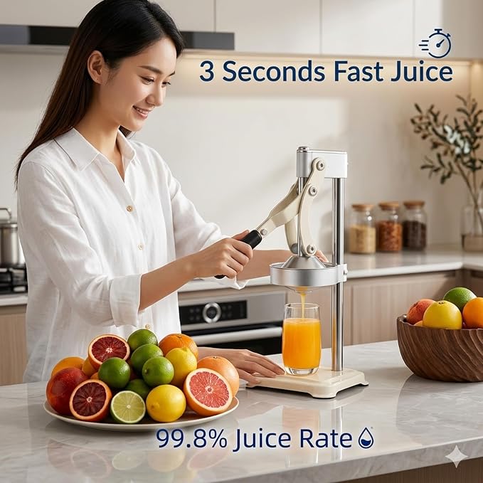 Lemon Squeezer Hand Press Juicer, Heavy Duty Manual Citrus Juicer | Heavy duty lever design extracts more juice with less effort, perfect for lemons, limes and oranges. - Image 5