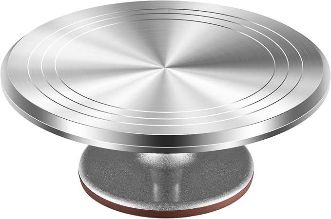 12-Inch Aluminum Alloy Cake Turntable for Frosting, Ultra-Smooth Rotating Icing Stand with Non-Slip Base, Heavy-Duty Decorating Rotating Cake Stand for Baking, DIY Crafts, and Cake Decoration by DynastyEra