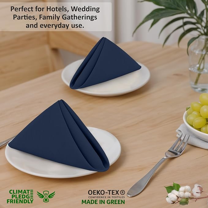 Ruvanti Cloth Napkins Set of 12, 18x18 Inches, 100% Cotton, Washable, Soft & Absorbent, Perfect for Wedding, Christmas, ‎Thanksgiving Dinners - Pageant Blue - Image 7