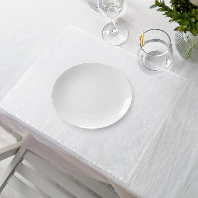 Linen Placemats 14x19Inch Set of 4,100% Linen Placemats Natural Rustic Tablemats for Easter,Mother's Day,Summer,Handcrafted from European Flax(White) - Image 3
