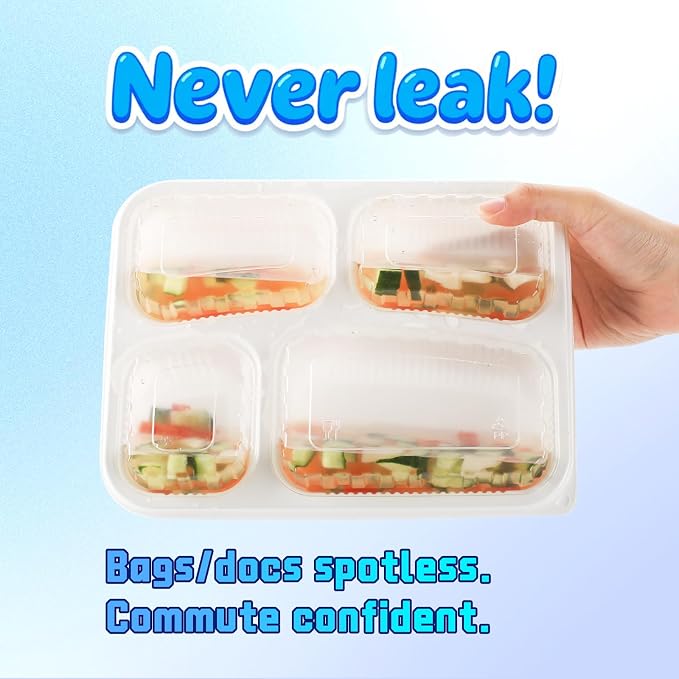 YANGRUI Meal Prep Containers 40 Pack 34 oz - Shrink-Wrapped No Pre-Wash | BPA Free Shatterproof PP | 4 Compartment Leak-Resistant Bento Box | Microwave Safe To-Go Food Storage for Leftovers & Parties - Image 3