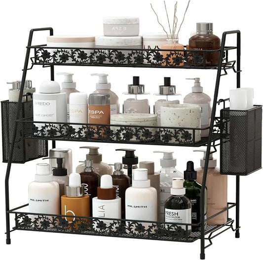 3 Tier Shelf Storage Rack Organizer for Countertop Spice Racks | Organizer for Spice Racks Snacks in Kitchen/Sink/Bedroom/Living room/Office/Plant Full Metal by IBEDMAZIE