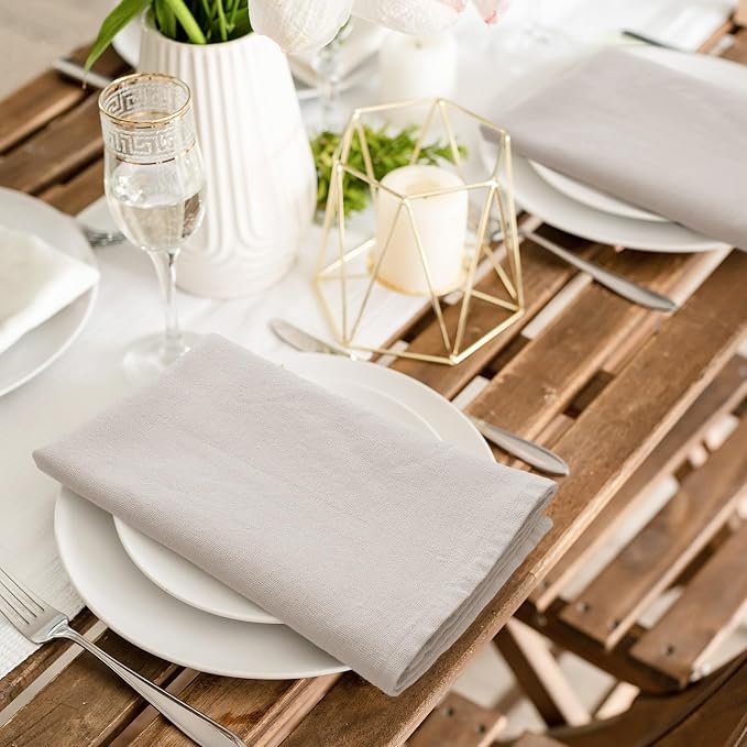 Mixweer Set of 40 Beige Cloth Linen Napkins Bulk Reusable Cotton Dinner Napkin 16 x 16 Inch Washable Pastel Soft Table Napkins for Wedding Dinner Hotel Restaurant Event Party - Image 6