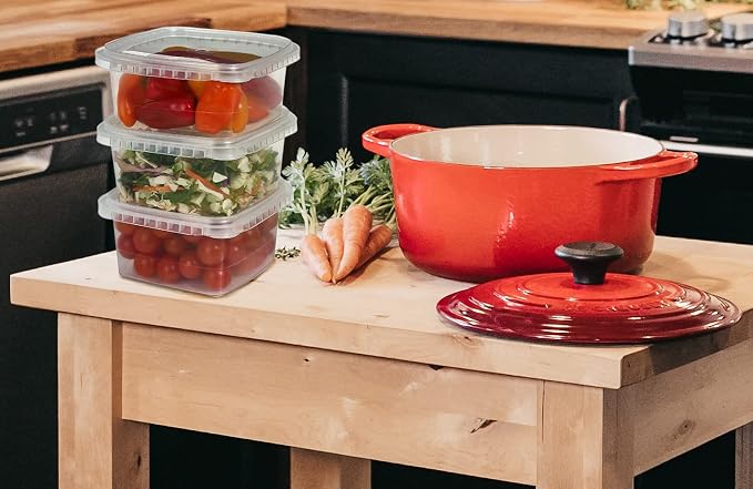 16-oz. Square Clear Deli Containers with Lids , Tamper-Proof BPA-Free , Take Out Food Storage Containers Space Saver Airtight Meal Prep Container , 25Pack - Image 4