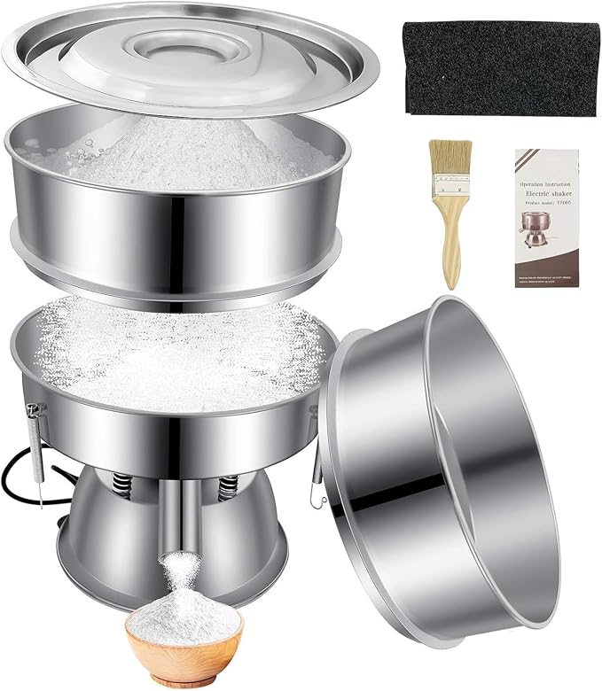Sidasu Automatic Vibrating Sieve Shaker–30&50 Mesh Flour Sifter | Electric 110V/50W Sifter Machine for Baking Kitchens,Grain Milling,Herbal Powder,Food Preparation by Sidasu