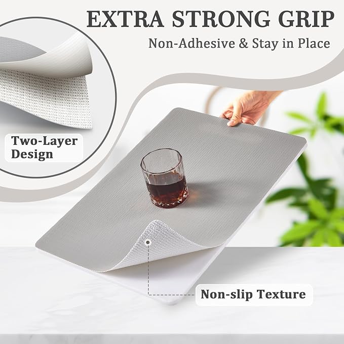 Shelf Liner for Kitchen Cabinets and Drawers, 18" x 240" Light Gray | Non-Adhesive Design, Waterproof & Non-Slip Protection, Easy Cut to Fit, Washable and Reusable, Pantry Storage - Image 3