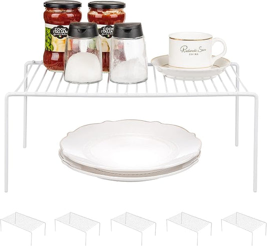 Redrubbit Large (15.7 x 9.4 Inch) Cabinet Storage Shelf Rack, Set of 6, Rustproof, Minimalist, White, Metal Steel, 6 Shelves, Kitchen, Bathroom, Bedroom, Freestanding, No Assembly Required by Redrubbit