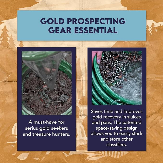 SE 13.25 Inch Wide Stackable Classifier Gold Prospecting Pan - 1/70 Inch Stainless Steel Mesh Sifting Pan, Green - Image 5