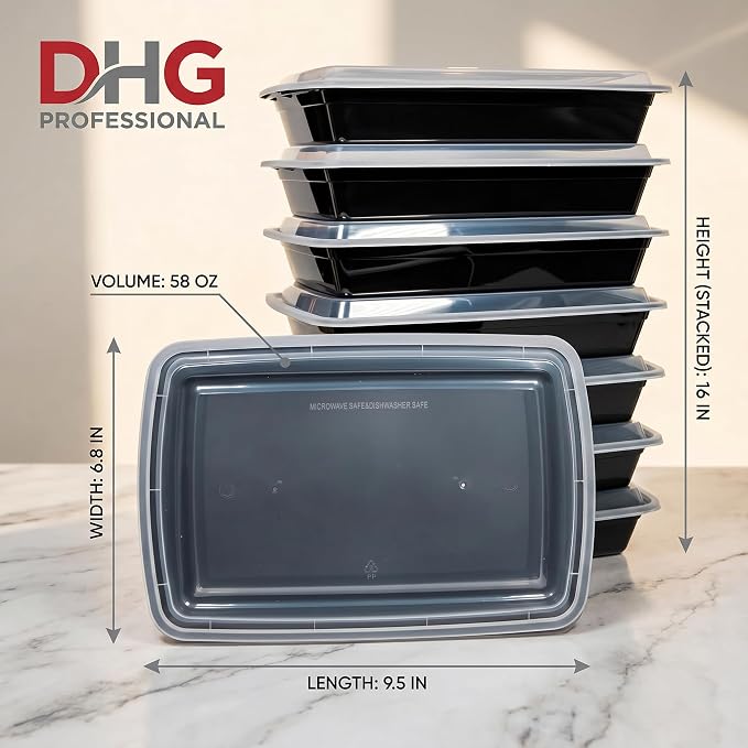 50 sets Rectangle 58oz Meal Prep Containers with lids Microwavable Food Container Plastic BPA Free Rectangle - Image 3