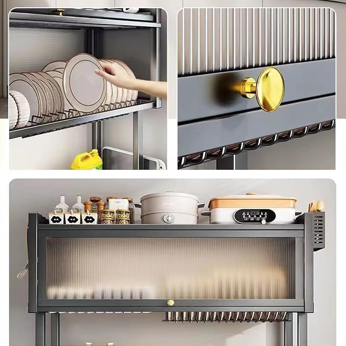 Over The Sink Dish Drying Rack, Over Sink Dish Drain Drying Rack for Kitchen Storage of Dishes and Cutlery, Space Saving Dish Rack with Cover, (Black, 33.5 inch) - Image 9