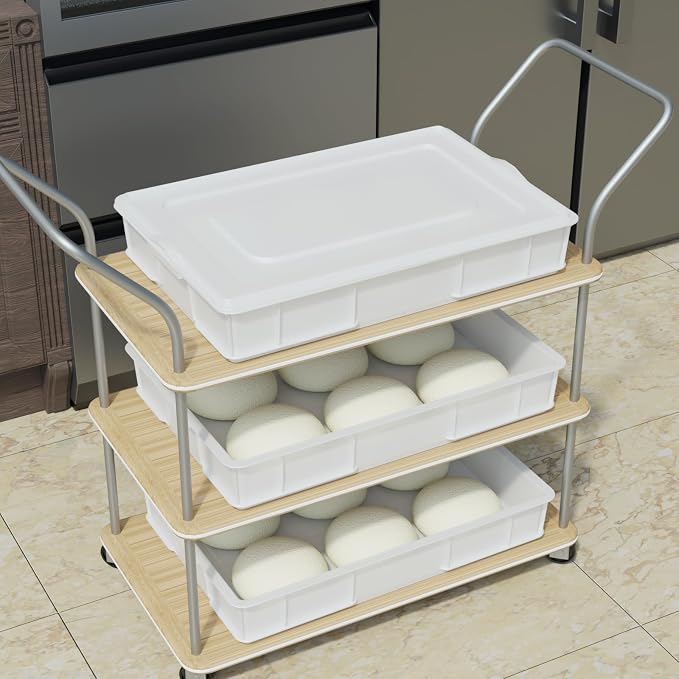 Ramddy 4PCS Commercial Stackable Pizza Dough Proofing Box with Lid | BPA-free, Pizza Proofing Dough Pan, Plastic - Image 5