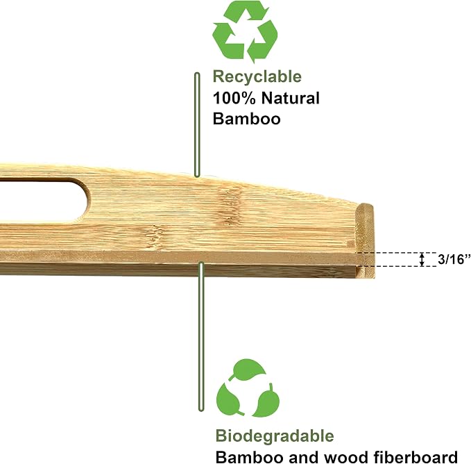 Bam & Boo Natural Bamboo Serving Tray Extra Large Rectangular with Handles for Food, Drinks, Storage, Decor, Vanity, Breakfast, Parties, Weddings, Picnics(23.6” x 15” x 2.35”, Natural) - Image 7
