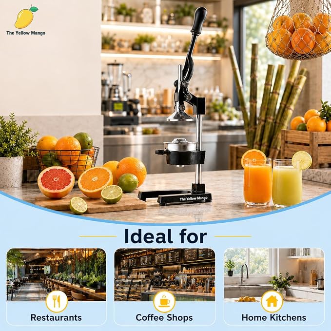 Kitchen Cast Iron Juicer - Manual Citrus Press & Orange Squeezer - Easy-to-Clean Heavy Duty Manual Juicer, Professional Citrus Juicer - Orange Juicer - Stainless Steel Lemon Squeezer (Black) - Image 4
