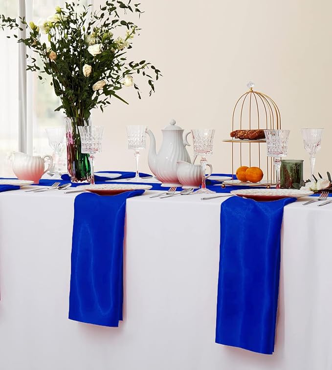 MDS® Pack of 25 Satin Napkins 12 x 12 Inch, Soft Silky Reusable Cloth Dinner Table Napkins for Wedding Décor, Reception, Birthday, Parties, Banquets, Catering, Restaurants & Hotel - Royal Blue - Image 5
