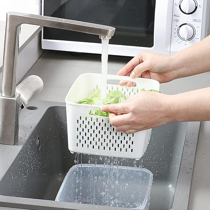 3Pack Fridge Food Storage Container Set with Lids with Strainer, Fruit Vegetable Storage Containers Keep Fruits, Vegetables, Berry, Meat Fresh longer, BPA-Free Plastic Produce Keepers - Image 2
