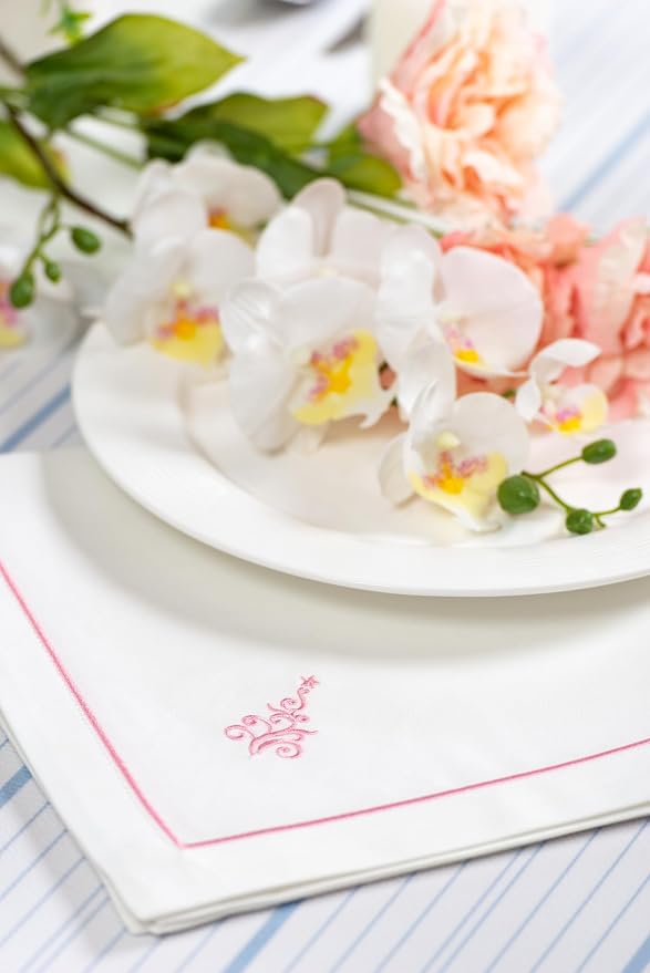Hofdeco Premium Christams Coastal Cotton Cloth Napkins Set of 4, 20"x20" Washable Dinner Napkins for Holiday, Events, Parties, Blush Pink Embroidered Christmas Tree - Image 3