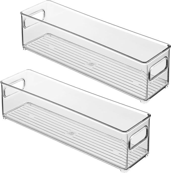 iDesign Stackable Fridge Bin with Handles, Set of 2, Clear | Ideal for Freezer or Pantry, Made in USA - Image 9