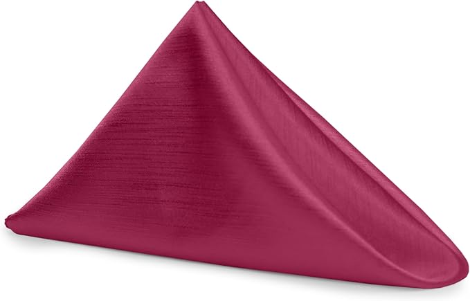 17x17-Inch Shantung Cloth Napkins, Raspberry, Set of 120 | Bulk Case of 10 Dozen, Satin, Square, 100% Polyester Fabric, Reversible, Faux Dupioni Silk Reverse Side, Machine Washable by UltimateTextile
