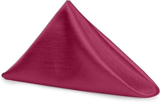 17x17-Inch Shantung Cloth Napkins, Raspberry, Set of 120 | Bulk Case of 10 Dozen, Satin, Square, 100% Polyester Fabric, Reversible, Faux Dupioni Silk Reverse Side, Machine Washable by UltimateTextile