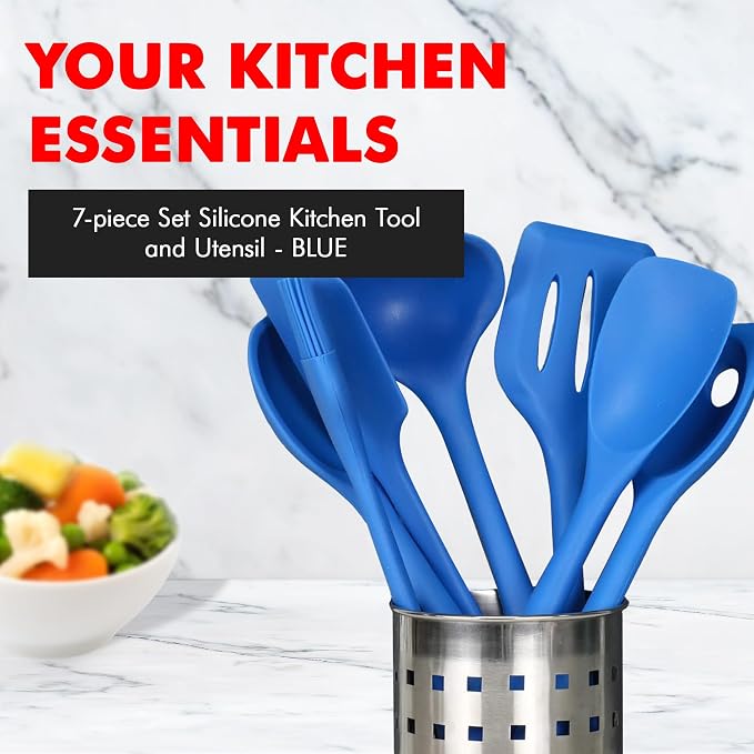 Chef Craft 7 Piece Blue Premium Silicone Kitchen Tool Set (42081) - Image 2