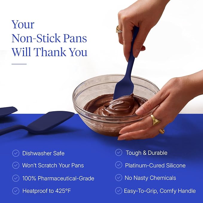 GIR: Get It Right 10-Piece Silicone Ultimate Kitchen Utensil Set – Spatulas, Ladle, Flip, Spoons, Whisk, Peeler & Spoonula – Nonstick, Non-Toxic, Heat-Resistant – Navy - Image 4