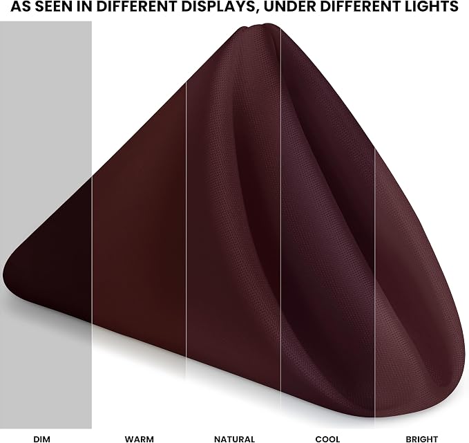 Utopia Home [24 Pack, Burgundy] Cloth Napkins 17x17 Inches, 100% Polyester | Hemmed Edges, Washable and Reusable Ideal for Parties, Weddings and Dinners - Image 2