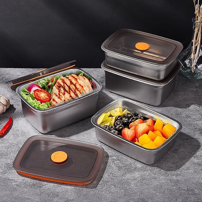 GIUOIDUO 20 PCS Food Storage Containers with Lids Airtight (10 Containers & 10 Lids)，stainless steel food containers leak proof storage box with lid Locking Food Storage Container freezer storage - Image 3