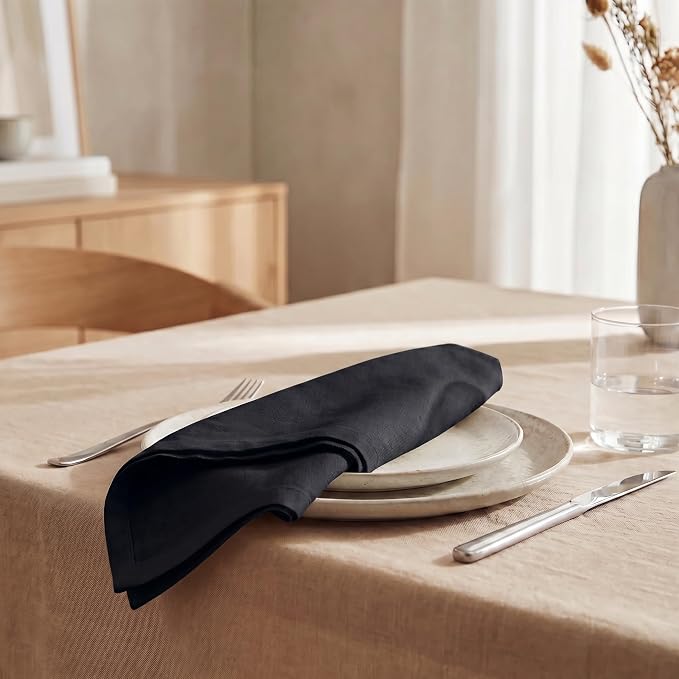 Urban Villa Cloth Napkins Cotton 20x20 (Set of 12) Black - Image 4