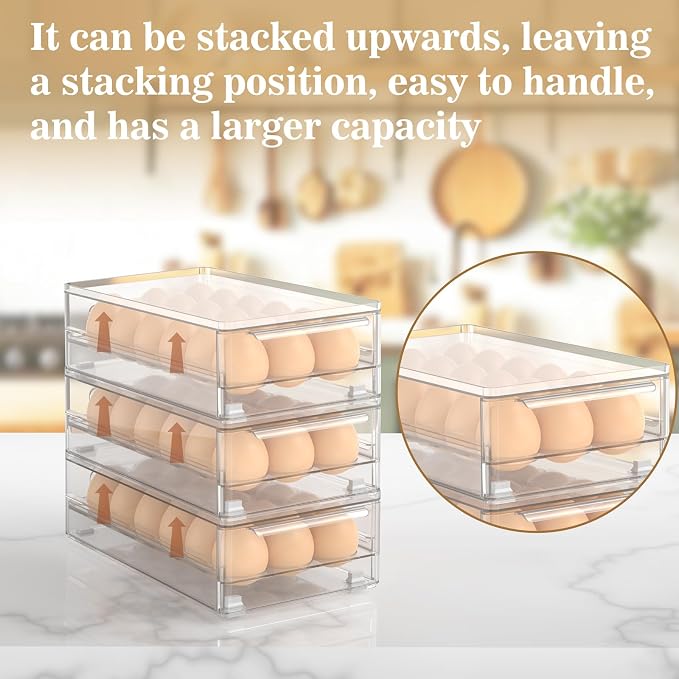 Fridge Egg Drawer Organizer, Clear 18 Egg Holder with Non-Slip Feet | Fits all standard refrigerators, organize fresh eggs neatly and save more fridge storage space - Image 5