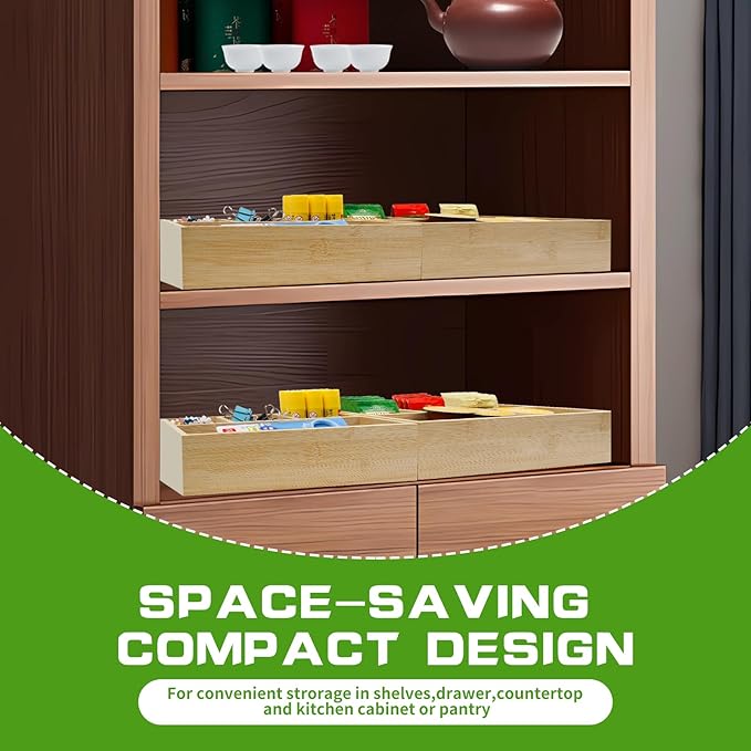 4 Pack Bamboo Tea Bag Organizer, Tea Bag Storage for Drawers, Sturdy Tea Chest Boxes for Shelf, Coffee Station, Sugar Packet, Sweeteners, Small Packets - Image 4