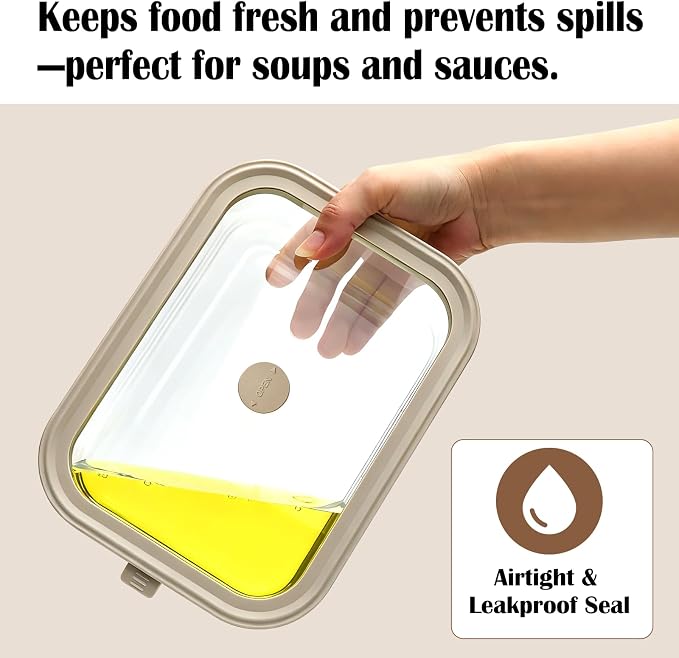 50 oz Glass Food Storage Containers with Glass Lids, 2 Pack | Non Toxic Meal Prep Containers, Airtight Glass Lunch Containers for Fruits, Vegetables, Microwave, Dishwasher - Image 4