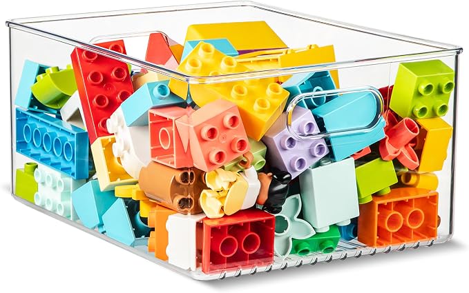 primebox Clear Plastic Organizer Bins with Handles for Home Organization. Storage Containers for Organizing Fridge, Freezer, Cabinet. Pantry, Great for Kitchen, Garage, Laundry Room. 10"x8"x5" by primebox