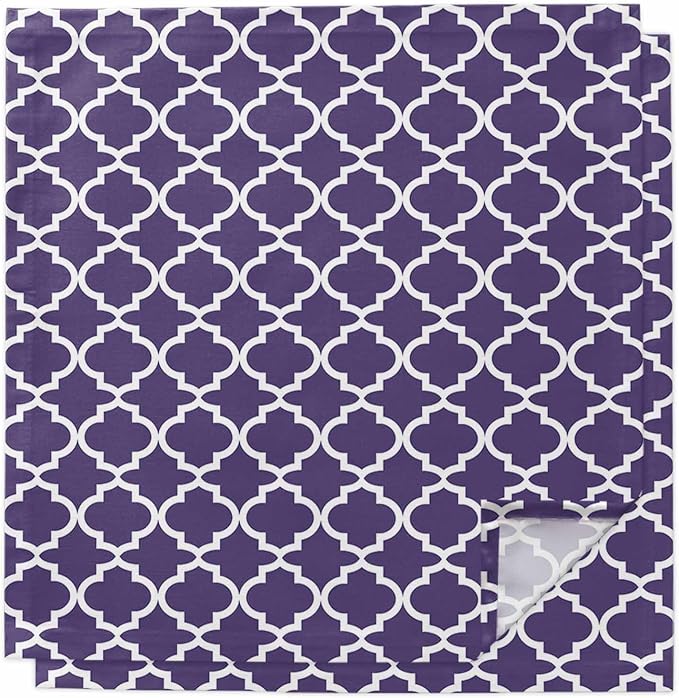 Cloth Napkins Set of 2-20x20 Inches, Purple Moroccon Washable Reusable Table Napkins, Country Chic Ethnic Minimalist Motifs Soft & Absortbent Dining Napkin for Party Wedding Hotel Restaurant by Unknown