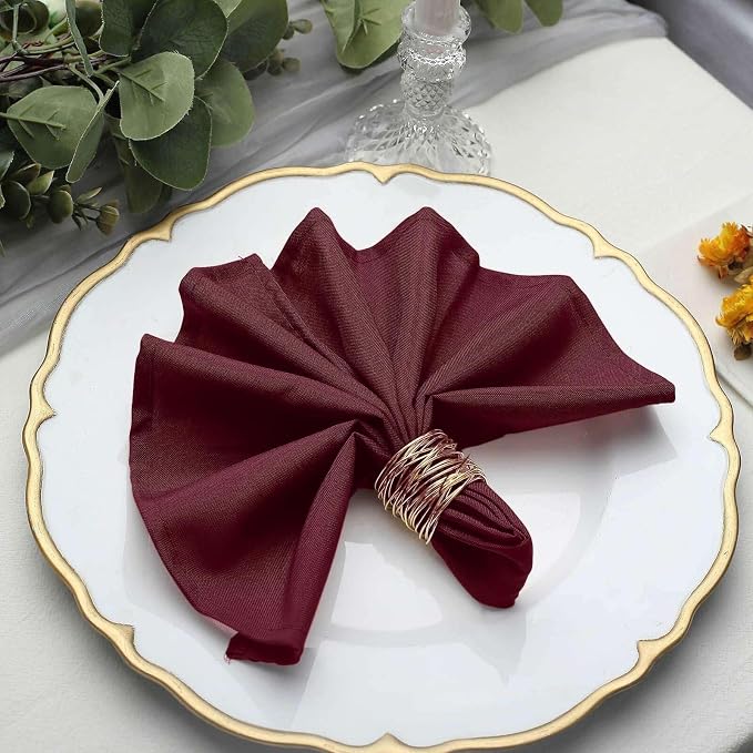 Efavormart Premium Cloth Napkins Set of 50, 17x17 Inch Burgundy Seamless Dinner Napkins, Washable Linen Table Napkin Cloth with Hemmed Edges for Weddings, Party and Banquet - Image 2
