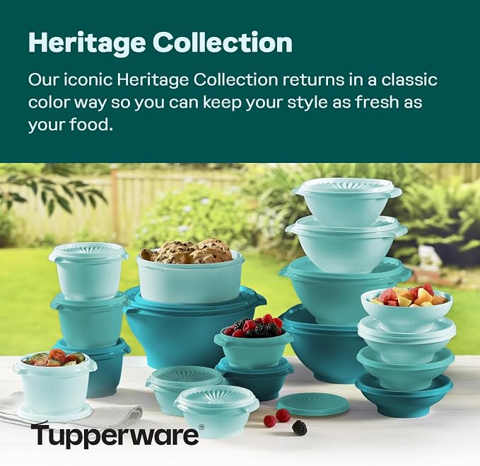 Tupperware Heritage Collection, New 36 Piece Food Storage Container Set in Vintage Green, Dishwasher Safe and BPA Free (18 containers, 18 lids) - Image 2