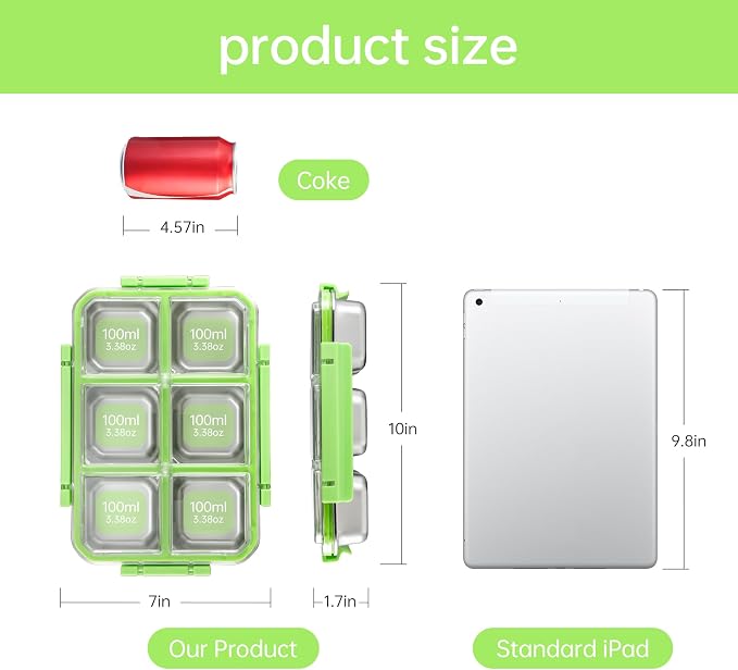 Stainless Steel Snack Containers with Lids, Lunchable Container 6 Compartment Snack Containers, Bento Lunch Box Divided Food Storage for Portion Control Meal Prep Reusable Snackle (2) - Image 2