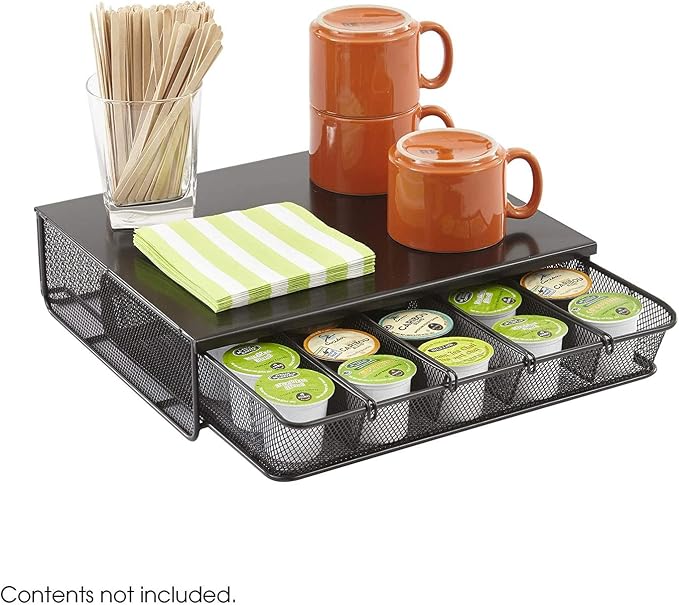 Safco Coffee and Sugar Organizer 3274BL Hospitality Tray, Home, Office, & Hotel, 1 Drawer, Black, 12"W x 11"D x 3 ¼"H - Image 3