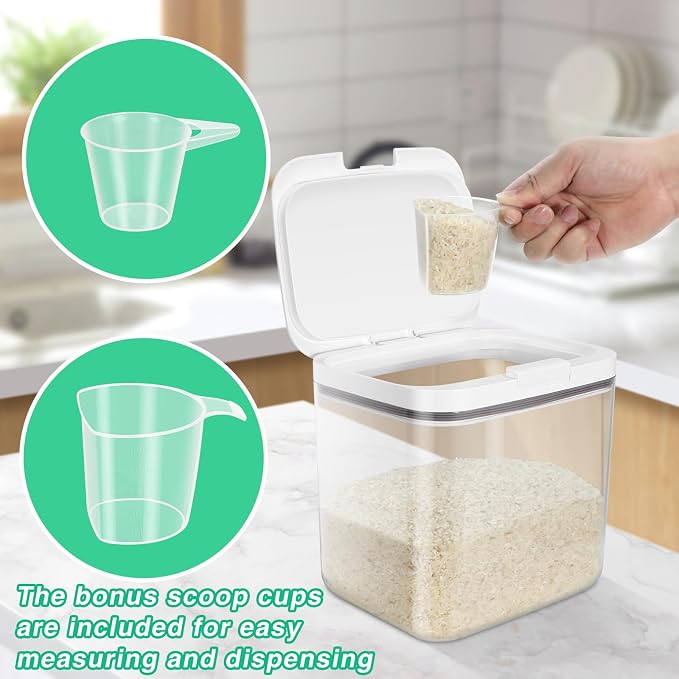 2 Pack Flour Sugar Storage Containers with Pop-to-Flip Lid 2.9 Qt + 4.75 Qt | Airtight Rice Container BPA Free Dog Food Holder Dog Treat Storage Kitchen Organizers - Image 7