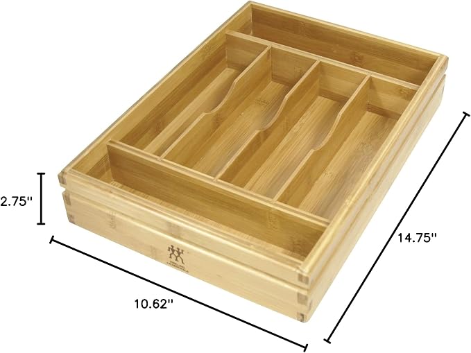 ZWILLING Bamboo Flatware Storage Tray, Kitchen Drawer Organizer for Utensils and Cutlery, Eco-Friendly Bamboo Design - Image 6