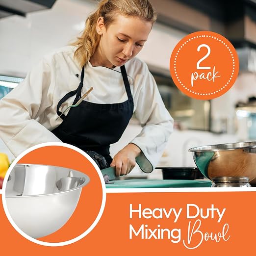 Tiger Chef Heavy Duty Mixing Bowl 30 Quart All-purpose Mixing Bowls for Home and Commercial Use - Best Prep Bowls for cake mixtures, dough’s, salads, pastas, dressings Stainless Steel - 2 Pack - Image 4